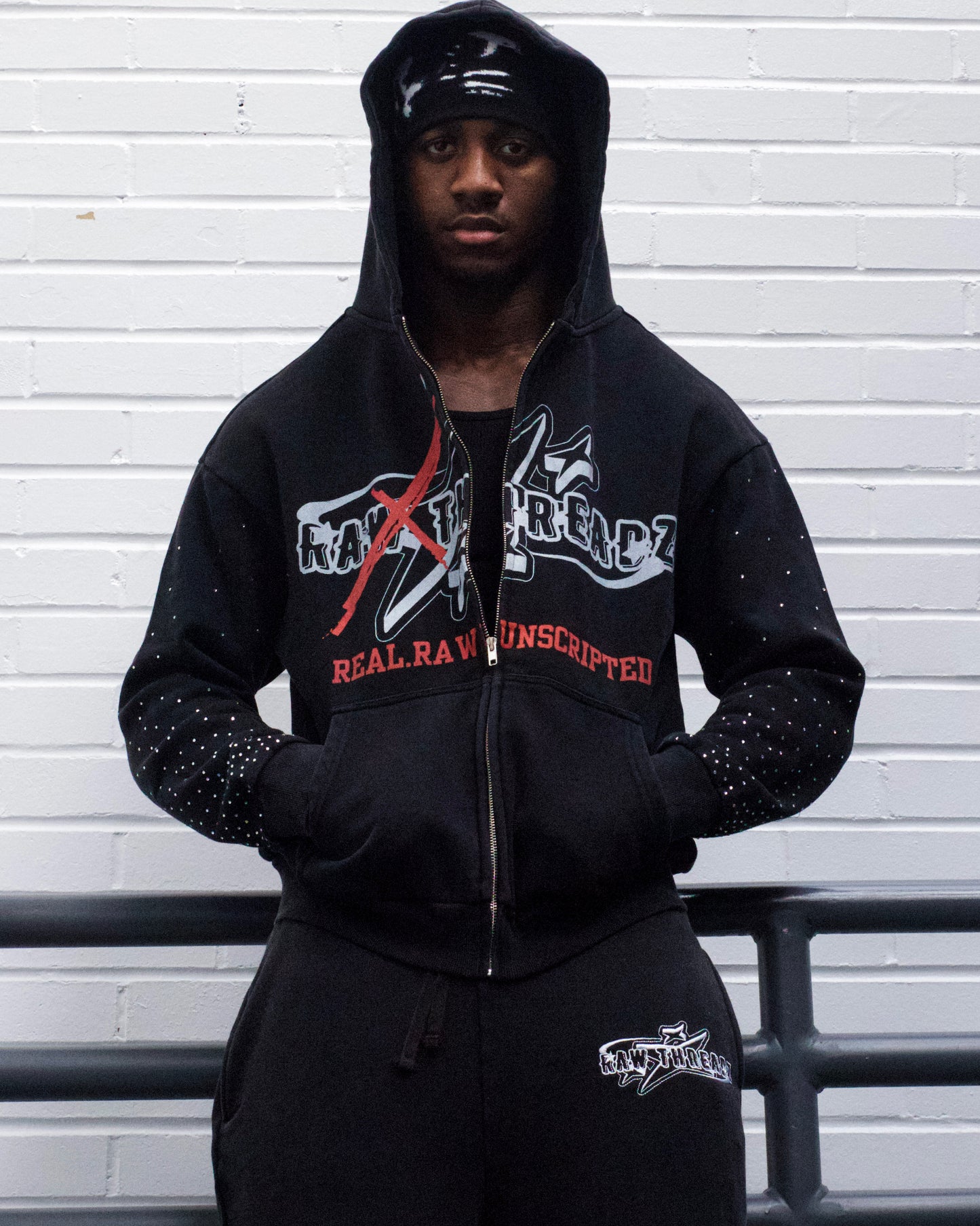 Raw ThreadZ Black Zip Up Jacket